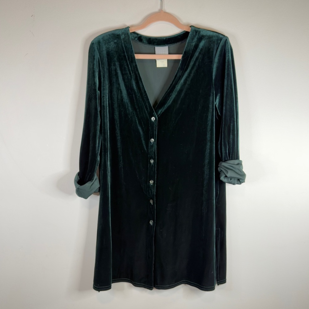 Vintage 90s Rabbit Rabbit Designs Dark Green Velvet - 12M NWT - Picture 2 of 12